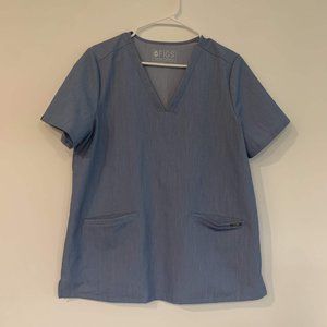 FIGS Blue Heather Two Pocket Scrub Top